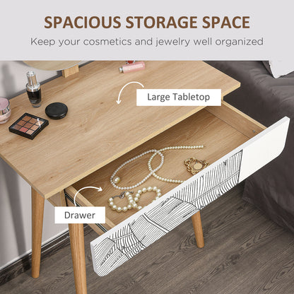 Dressing Table With Drawer and Mirror height adjustable Wooden Oak Colour  Bedroom Dressing Room Elegant and Durable