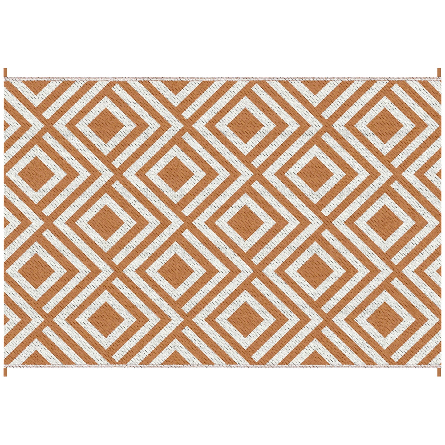 Outsunny Reversible Outdoor Rug with Carry Bag and Ground Stakes, Waterproof Plastic Straw Mat for Backyard, Deck, RV, Picnic, Beach Brown & White