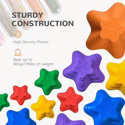 Outsunny 11 Piece Balance Stepping Stones for Kids Starfish Style Non-slip Obstacle Course Stackable Balance Blocks Encourage Toddler Balance