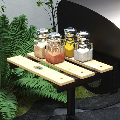 Outsunny Outdoor Wheeled Charcoal Barbecue Grill Trolley with Shelves, Black