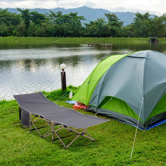 Outsunny Single Person Folding Camping Cot Portable Camp Sleeping Bed With Carry Bag