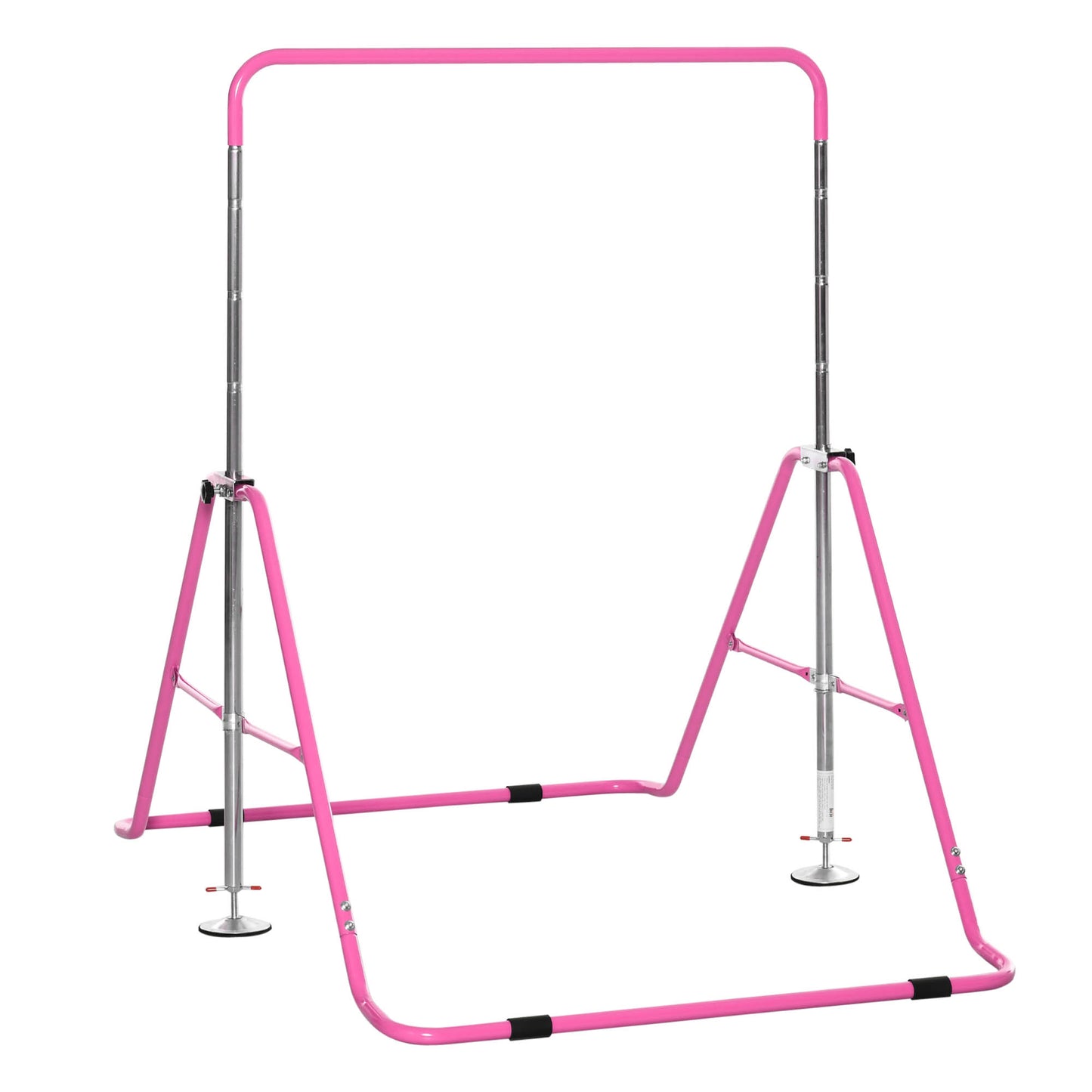Gymnastics Bar for Kids, Folding Horizontal Bars with Adjustable Height, Training Bar with Triangle Base, Pink