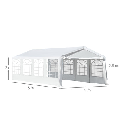 Outsunny 8m x 4m Garden Gazebo Marquee Party Tent Wedding Portable Garage Carport Event Shelter Car Canopy Heavy Duty Steel Frame