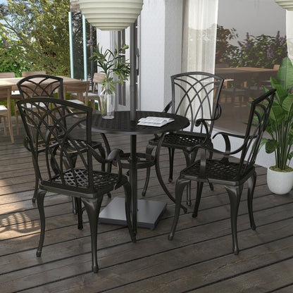 Outsunny Cast Aluminium 4-Seater Outdoor Garden Table & Chair Set Brown