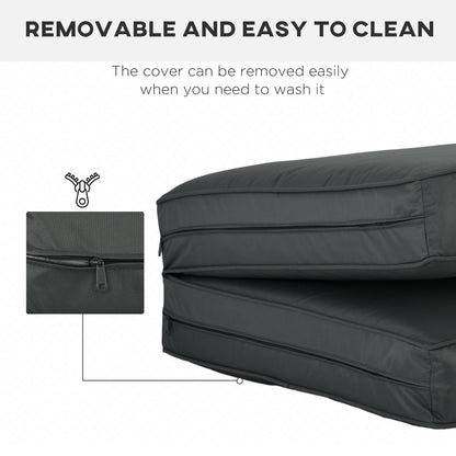 Outsunny 3-Piece Back and Seat Cushion Pillows Replacement, Patio Chair Cushions Set for Indoor Outdoor, Charcoal Grey