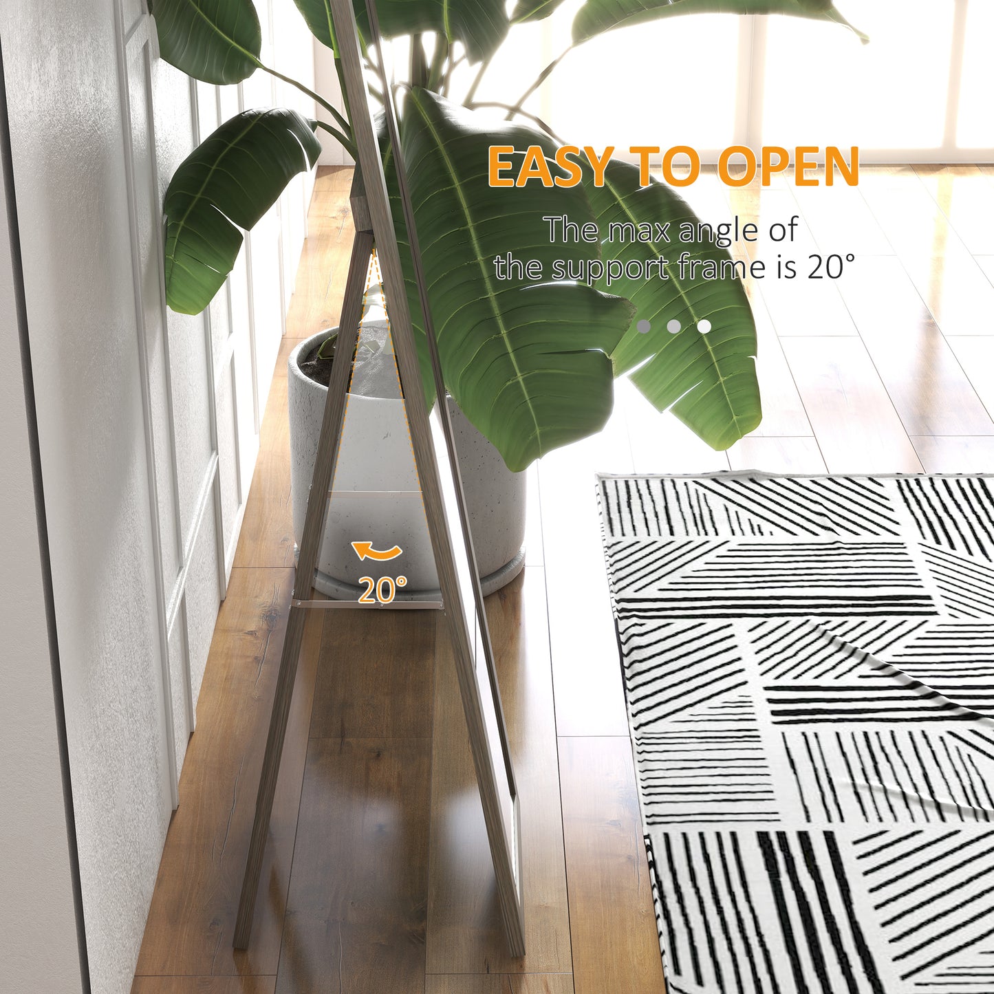 Rustic Full Length Mirror, Hanging and Freestanding Floor Mirror, Farmhouse Decorative Wall Mirror, for Living Room, Bedroom, 155 cm, Grey