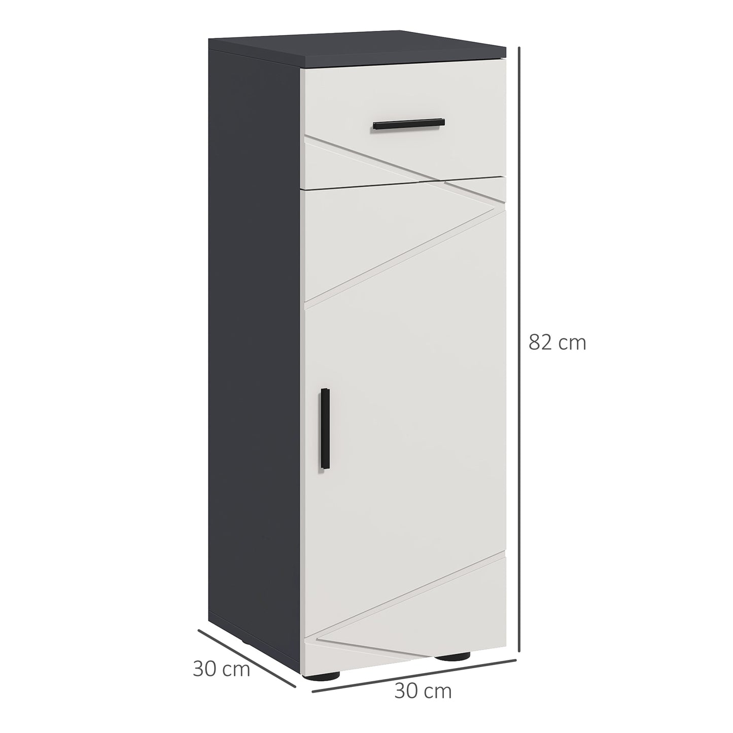 Kleankin Slim Bathroom Cabinet, Narrow Bathroom Storage Cabinet with Drawer, Door Cupboard, Adjustable Shelf and Soft Close Mechanism, Grey
