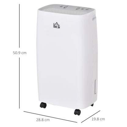12L/Day Portable Dehumidifier for Home w/ 24H Timer, Humidity Display, 2 Speed Modes, 2500ml Electric Air Dehumidifier w/ Four Wheels, White
