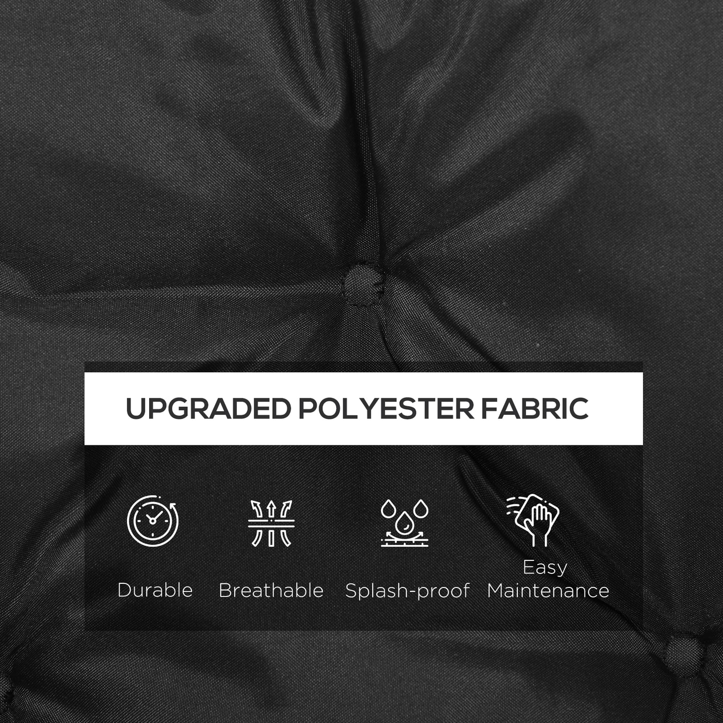 Outsunny 3 Seater Bench Garden Chair Cushion With Back and Ties for Indoor and Outdoor Use, 98 x 150 cm, Black