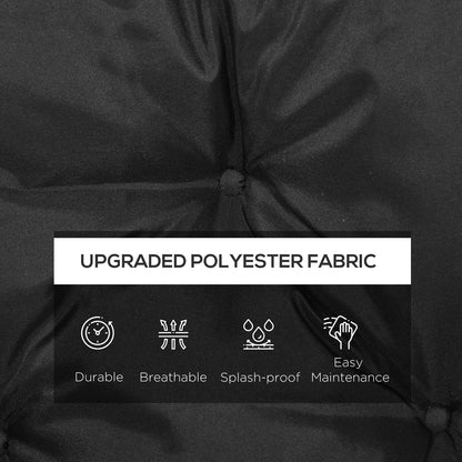 Outsunny 3 Seater Bench Garden Chair Cushion With Back and Ties for Indoor and Outdoor Use, 98 x 150 cm, Black