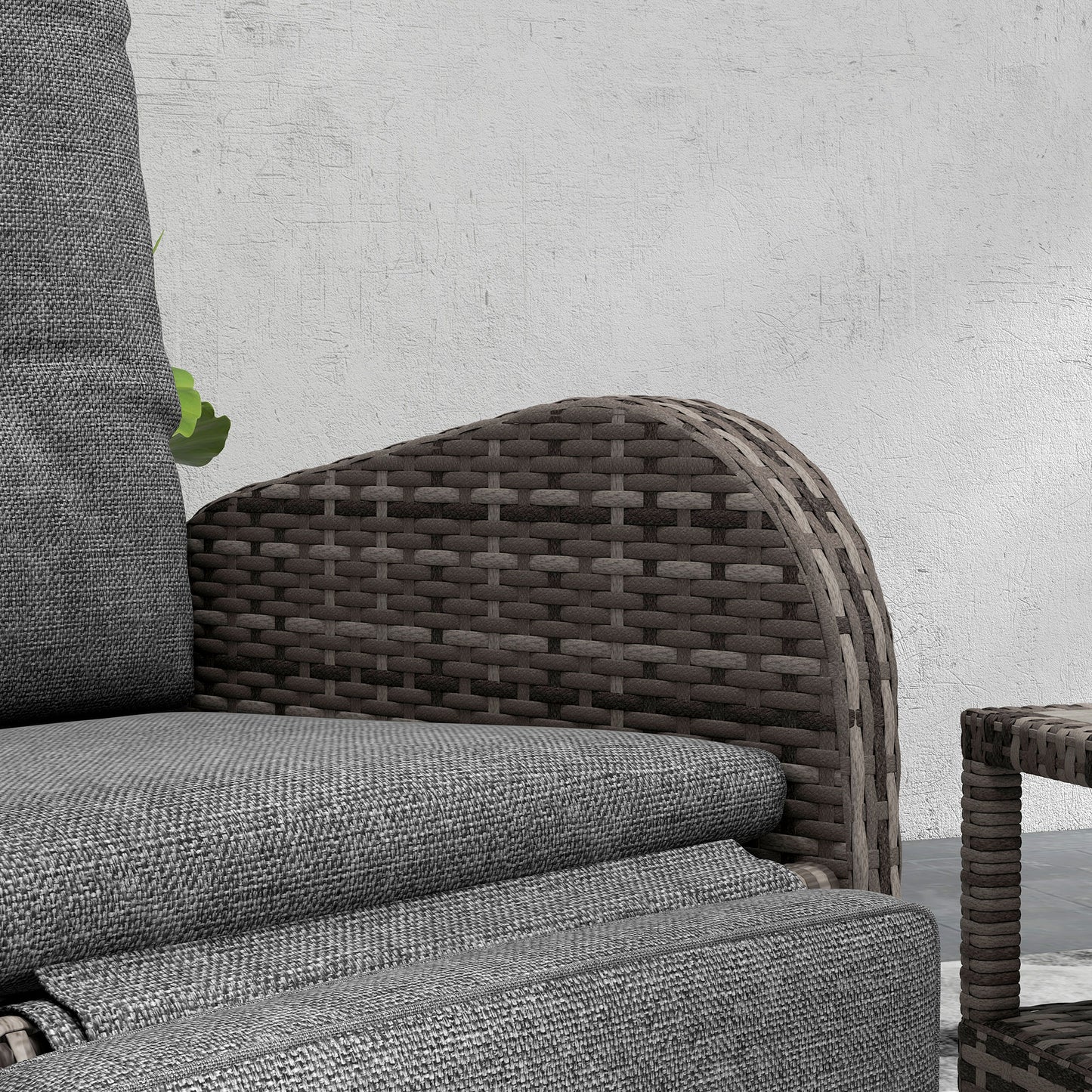 Outsunny 2 Seater Patio Rattan Wicker Chaise Lounge Sofa Set w/ Cushion for Patio Yard Porch