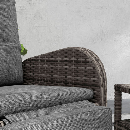 Outsunny 2 Seater Patio Rattan Wicker Chaise Lounge Sofa Set w/ Cushion for Patio Yard Porch