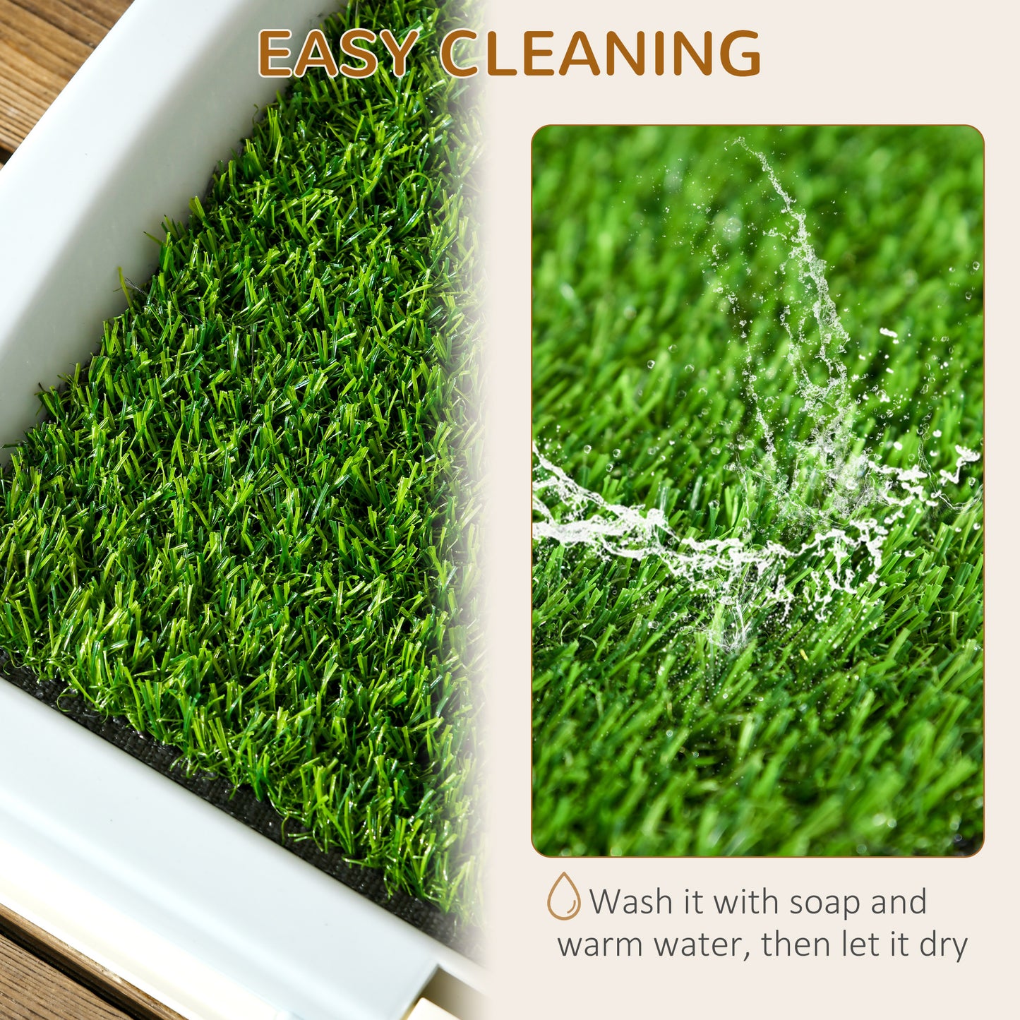Indoor Puppy Training Toilet | Large | 3-Layer Design | Artificial Grass Pad | Grid Panel & Tray | Anti-Slip Pads | Portable | Suits Dogs Up to 37cm Body Length | 63x48.5x6cm | Green
