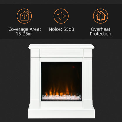 Electric Fireplace w/ Surround, 92cm Freestanding Electric Fire w/ Remote Control, Overheat Protection, Timer, Eco Mode, White 1000W/2000W