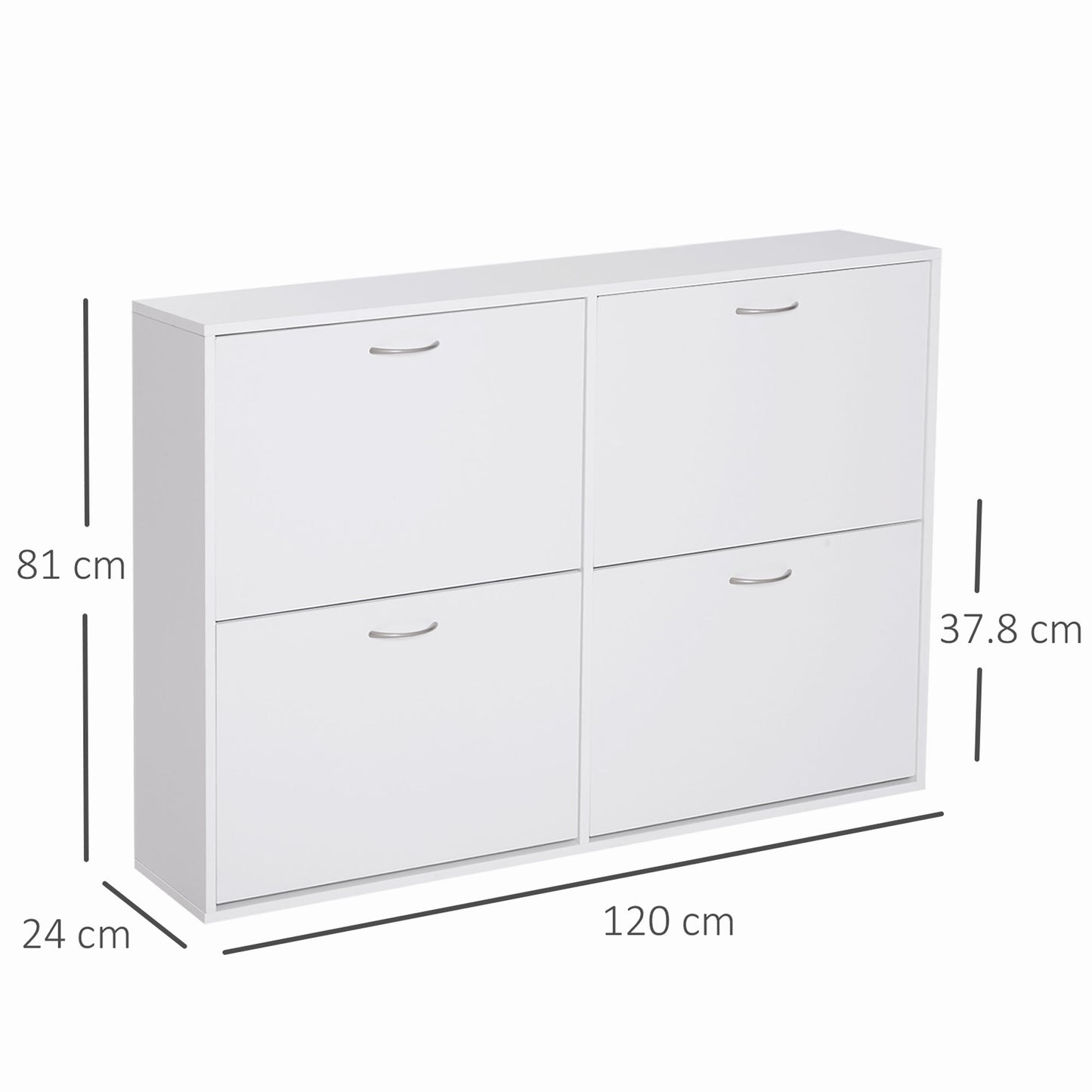 Shoe Cabinet Storage Organiser Holder Store 120Lx24Wx81H cm, Particle Board - White