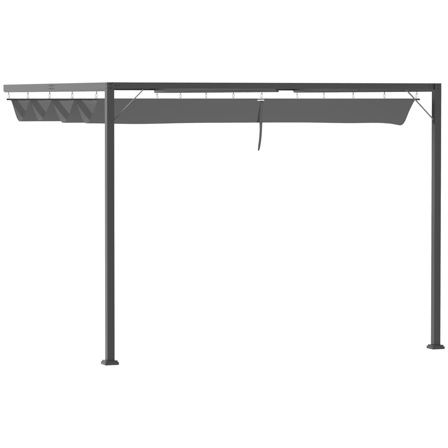Outsunny 3(m) Outdoor Pergola Retractable Canopy Wall Mounted Gazebo Patio Shelter Sun Shade, Grey