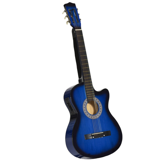 38 Inch Beginner Cutaway Acoustic Electric Guitar Premium Gloss Finish With Case