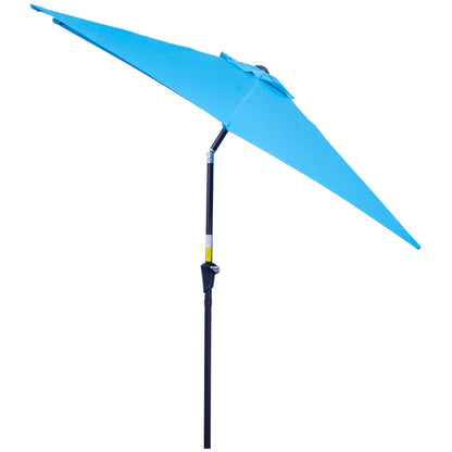 Outsunny 2.7M Patio Tilt Umbrella Sun Parasol Outdoor Garden Sun Shade Aluminium Frame with Crank（Blue）