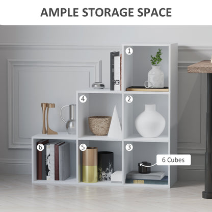 3-tier Step 6 Cubes Storage Unit Particle Board Cabinet Bookcase Organiser Home Office Shelves - White