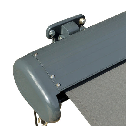 Retractable Manual Awning Cassette Electric Motorised Door Window Patio Canopy Sun Shade w/ R/C & LED, 350 x 300cm, Grey