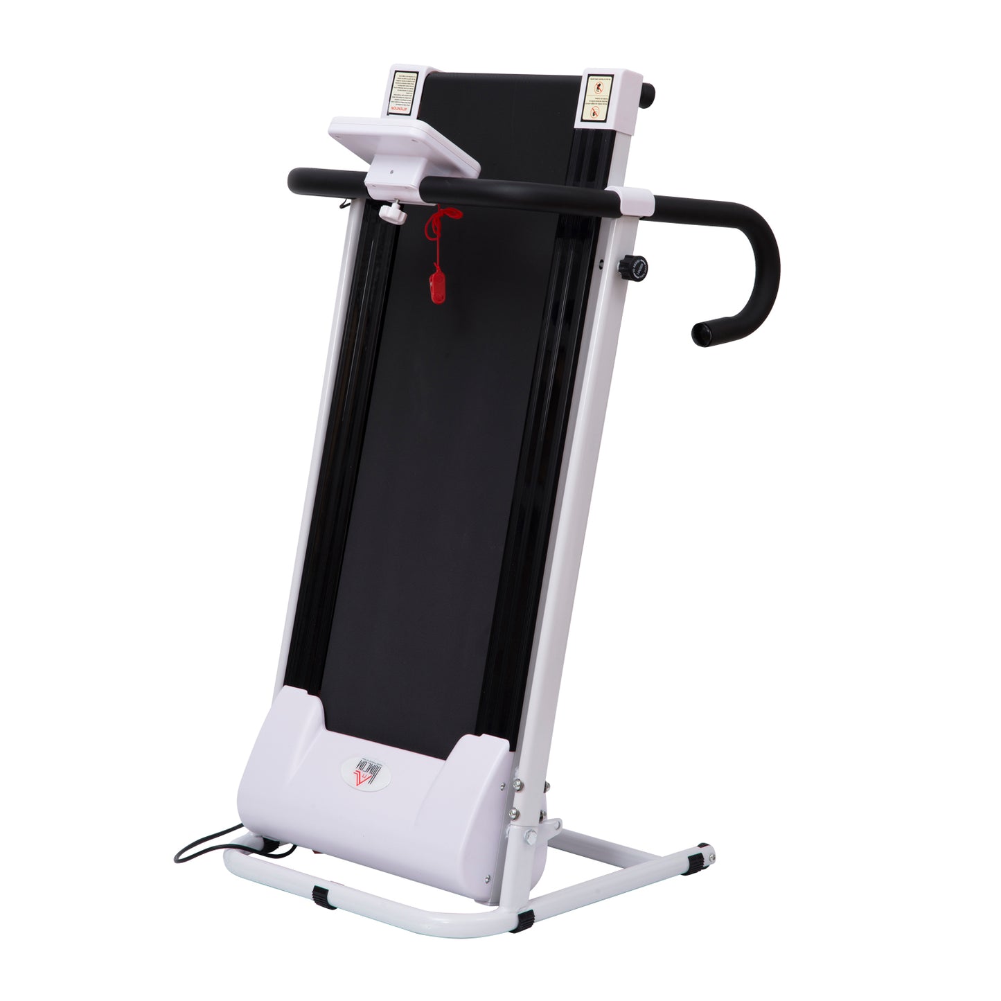 Steel Folding Motorized Home Treadmill With LCD Monitor White