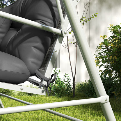 Outsunny 4-Piece Back and Seat Cushion Replacement with 2 Pillows, Patio Chair Cushions Set with Ties, Charcoal Grey