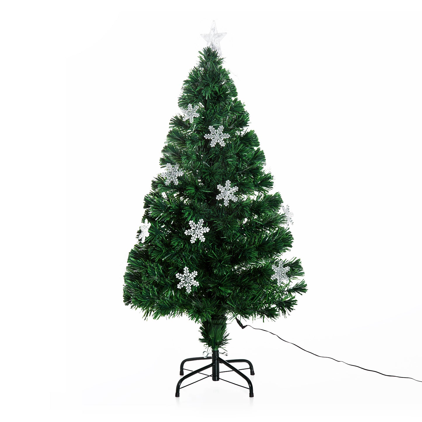 4ft Prelit Christmas Tree Artificial Tree 120cm With Show Flakes Lights, Green