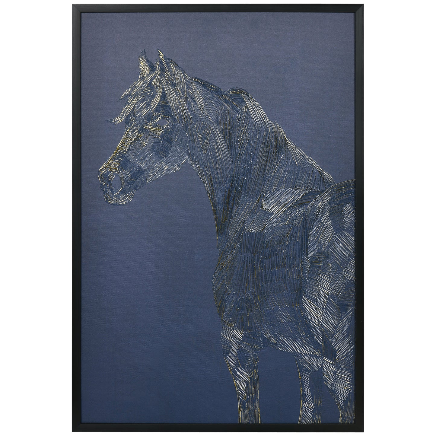 Canvas Wall Art Gold Textured Horse, Wall Pictures for Living Room Bedroom Decor, 93 x 63 cm