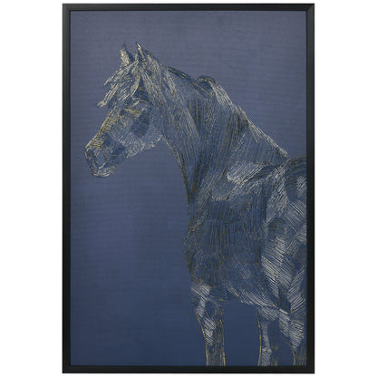 Canvas Wall Art Gold Textured Horse, Wall Pictures for Living Room Bedroom Decor, 93 x 63 cm