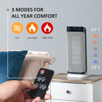 Ceramic Oscillating Portable Tower Space Heater With Three Heating Modes, Programmable Timer & Tip-over Switch Protection