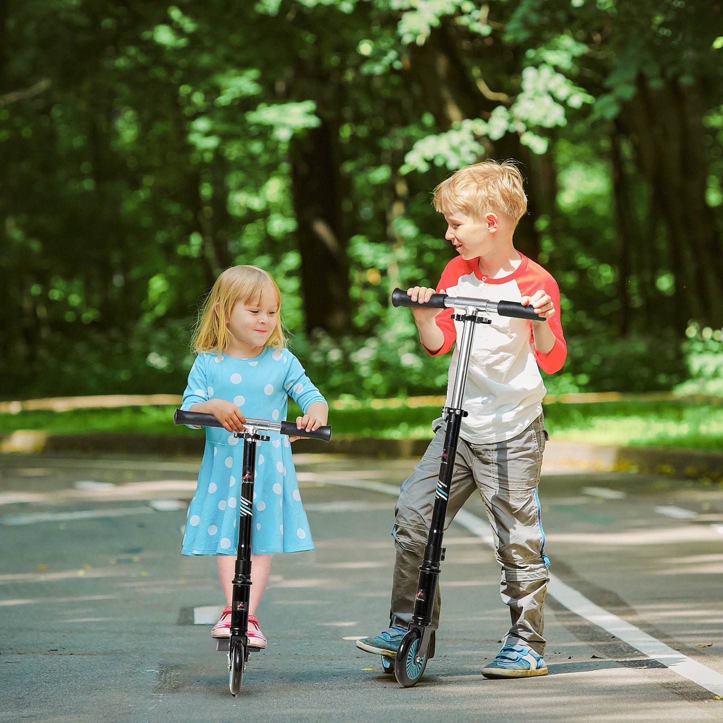 Scooter for Kids Toddler One-Click Foldable Kick Scooter with Adjustable Height Brake for Boys and Girls 3-8 Years Aluminium Black