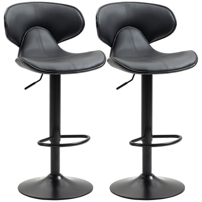Swivel Bar Stools Set of 2, Barstools with Footrest and Backrest, Steel Frame Gas Lift, for Kitchen Counter Dining Room, Grey