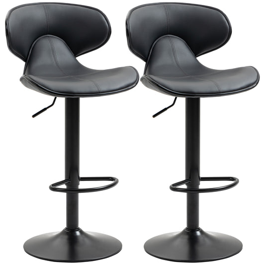 Swivel Bar Stools Set of 2, Barstools with Footrest and Backrest, Steel Frame Gas Lift, for Kitchen Counter Dining Room, Grey