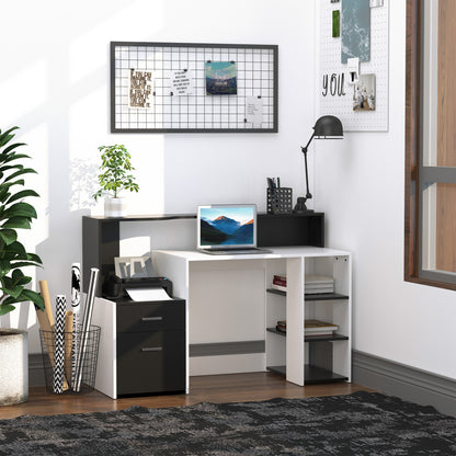 Computer Desk PC Table Modern Home Office Writing Workstation Furniture Printer Shelf Rack w/ Storage Drawer & Shelves