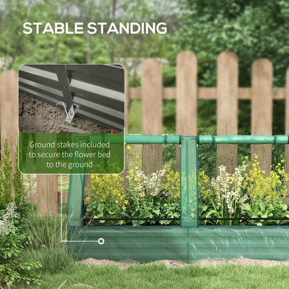 Outsunny Metal Planter Box with Cover, Raised Garden Bed with Greenhouse, for Herbs and Vegetables, Green and Dark Grey