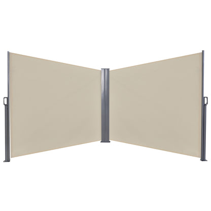Outsunny Steel Frame Retractable Double Side Awning Beige