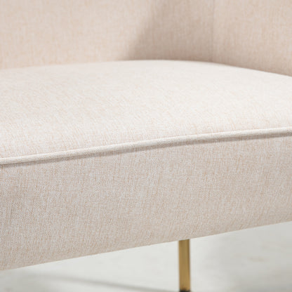 Accent Chair, Living Room Armchair, Vanity Chair with Gold Plating Metal Legs and Soft Padded Seat for Bedroom and Café, Set of 2, White