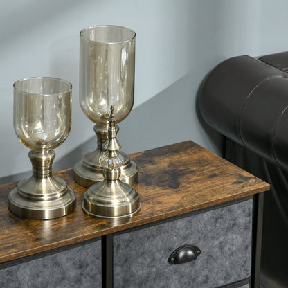 Chest of Drawer Fabric Dresser Storage Cabinet for Bedroom Night Stand with 6 Drawers Steel Frame Handles - Grey and Black