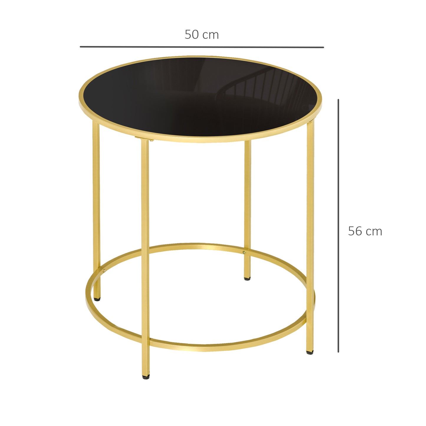 Round Side Table Modern Coffee Tables with Gold Metal Base, Table with Tempered Glass Tabletop, for Living Room, Bedroom, dining room
