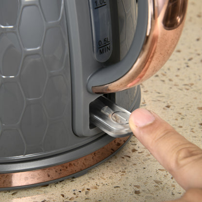Fast Boil Kettle & 2 Slice Toaster Set, Kettle and Toaster Set with Auto Shut Off, Browning Controls, Grey 1.7L 3000W