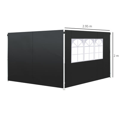 Outsunny 3m Gazebo Exchangeable Side Panels Wall-Black