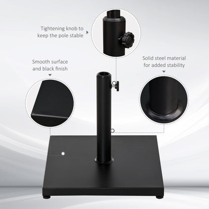 Outsunny Steel Square Parasol Stand Base w/ Adjustable Knob Umbrella Stand Black