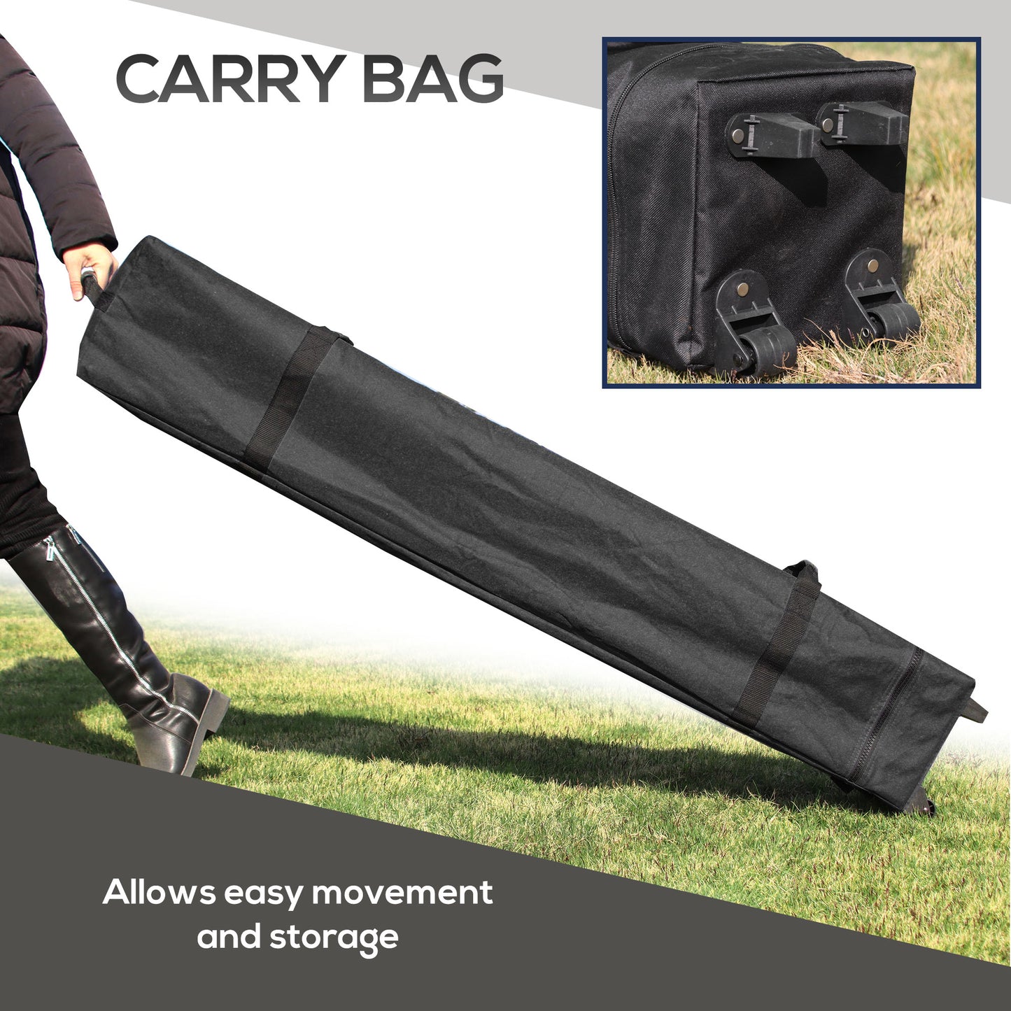 Outsunny 3 x 3(m) Pop Up Gazebo With Mosquito Netting 1 Person Easy Up Marquee Party Tent 1-Button Push Double Roof Instant Shelter - Khaki