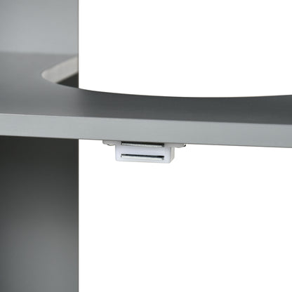 Kleankin Pedestal Under Sink Cabinet with Double Doors, Modern Bathroom Vanity Storage Unit with Shelves, Light Grey