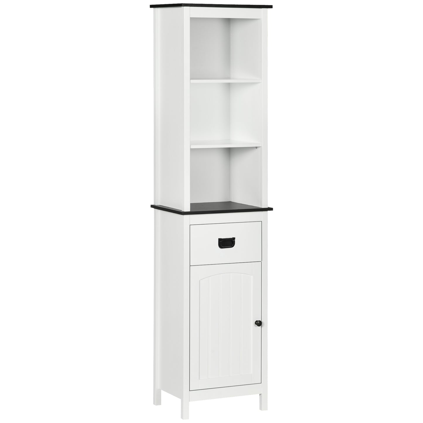 Kleankin Tall Bathroom Cabinet, Freestanding Tallboy Storage Unit with Drawer and Adjustable Shelf for Living Room, White