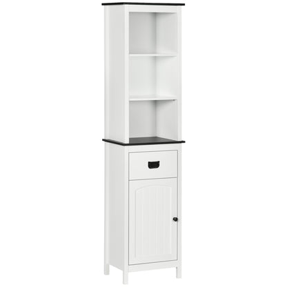 Kleankin Tall Bathroom Cabinet, Freestanding Tallboy Storage Unit with Drawer and Adjustable Shelf for Living Room, White