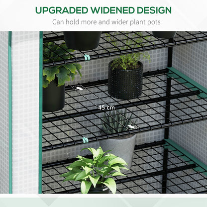 Outsunny 5 Tier Widened Mini Greenhouse w/ Reinforced PE Cover, Portable Green House w/ Roll-up Door & Wire Shelves, 193H x 90W x 49Dcm, White
