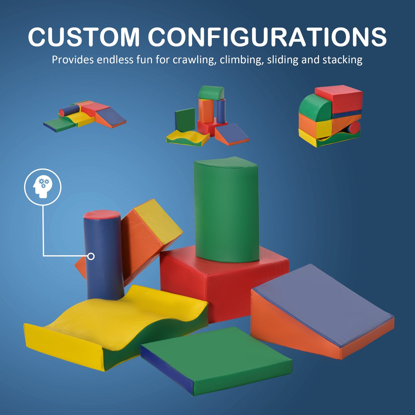 7 Piece Soft Play Blocks Kids Climb and Crawl Gym Toy Foam Building and Stacking Blocks Non-Toxic Learning Play Set Educational Software Toy