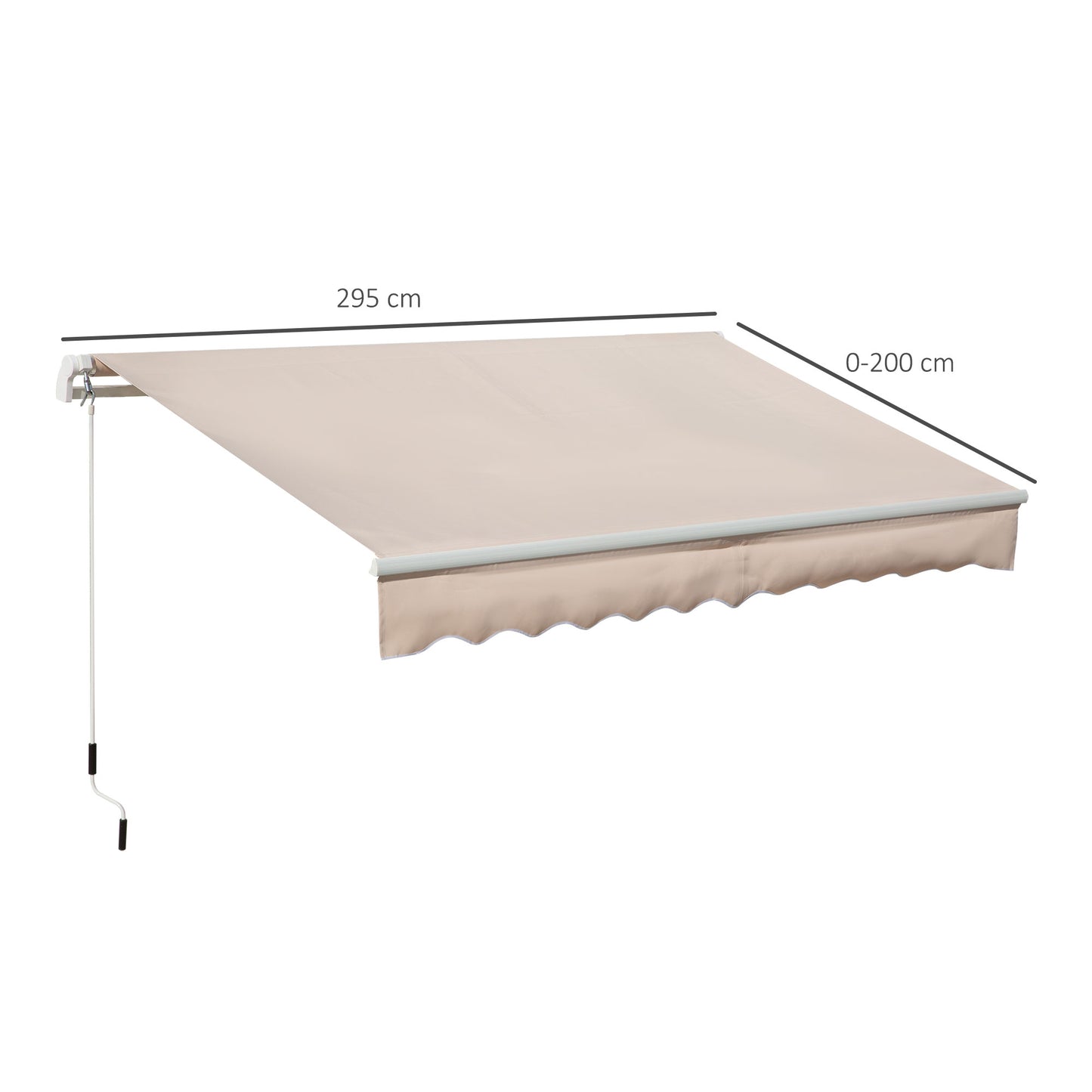 Outsunny Window Awning Canopy Garden Outdoor Shelter Patio Sun Shade UV Blocker Light Weight Aluminium Frame w/ Hand Crank 3 x 2m Beige