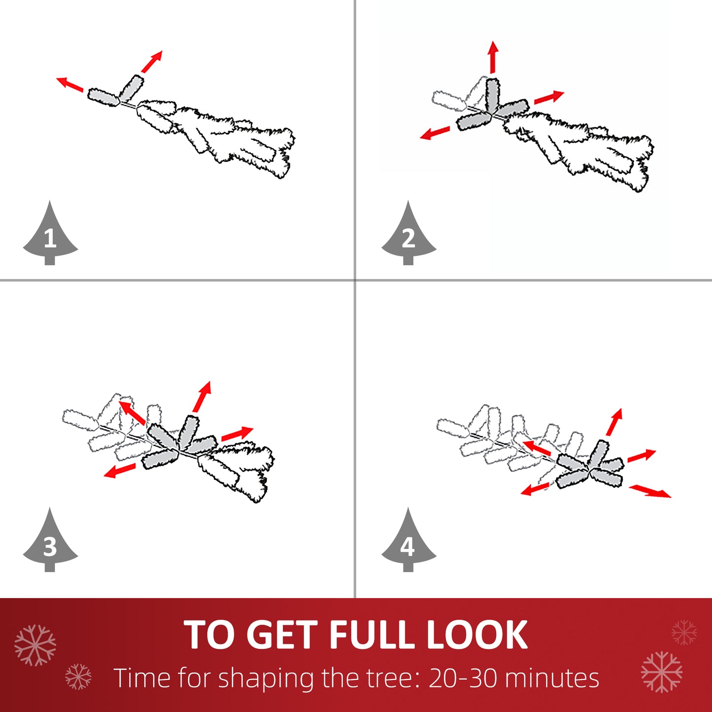 6FT Prelit Artificial Pencil Christmas Tree With Warm White LED Light, Red Berry, Holiday Home Decoration, Green